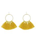 Romwe Yellow Ethnic Style Bohemian Earrings Gold-color Circle With Colorful Long Tassel