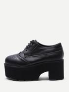 Romwe Laser Cutting Lace Up Platfrom Pu Shoes