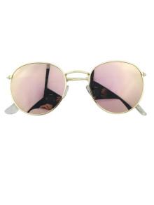 Romwe Mirrored Metal Frame Sunglasses