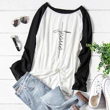 Romwe Plus Letter Print Contrast Sleeve Tee