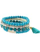 Romwe Blue Bead Bohemian Bracelet