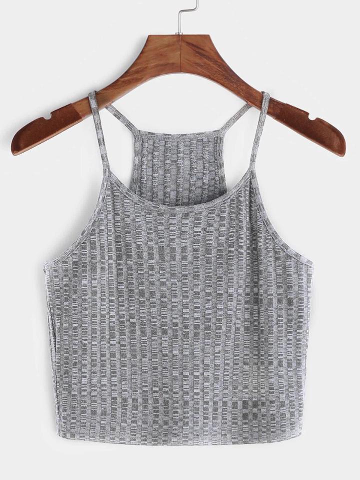 Romwe Ribbed Knit Racer Back Cami Top