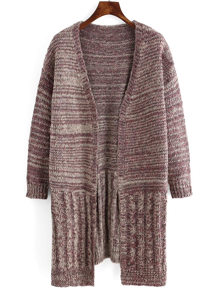 Romwe Dropped Shoulder Seam Two Tone Coat Sweater