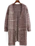 Romwe Dropped Shoulder Seam Two Tone Coat Sweater