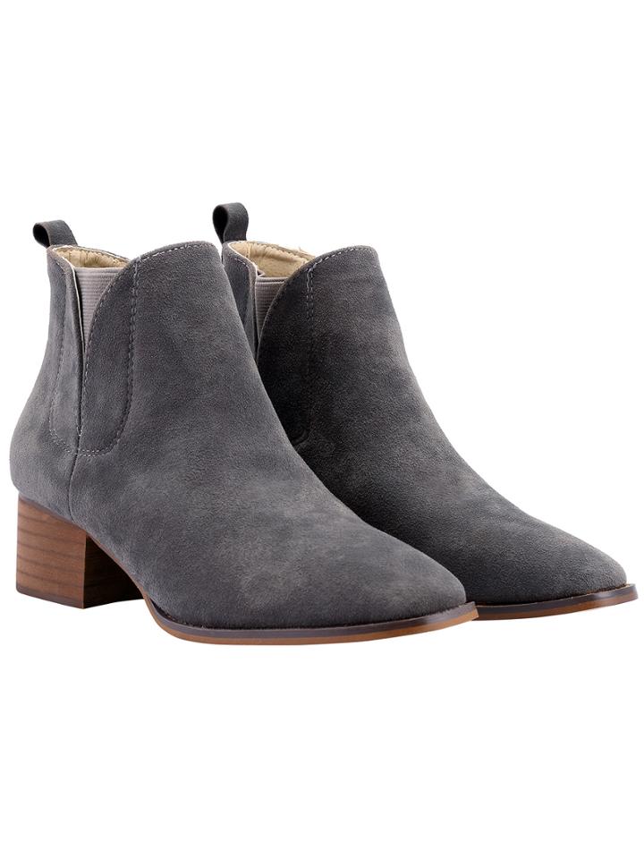 Romwe Grey Pointy Chunky Boots