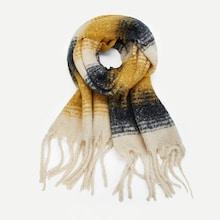 Romwe Fringe Hem Color-block Scarf