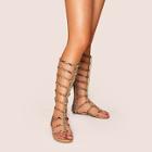 Romwe Metal Detail Snakeskin Print Gladiator Sandals