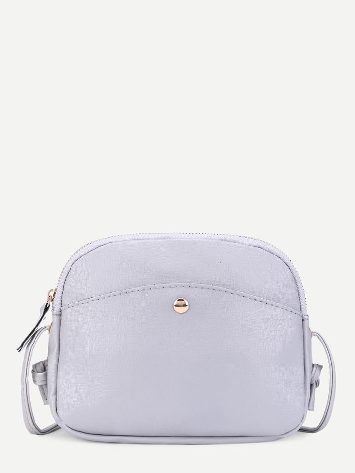 Romwe Zipper Design Pu Crossbody Bag