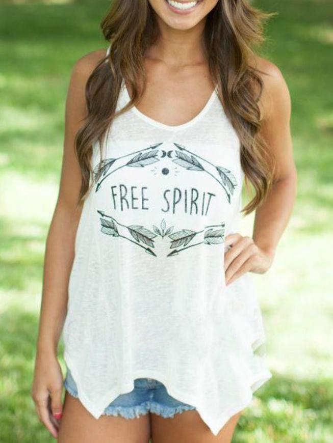 Romwe Arrow Print Asymmetric Tank Top