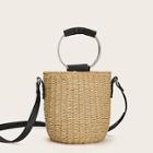 Romwe Straw Satchel Bag With Ring Handle