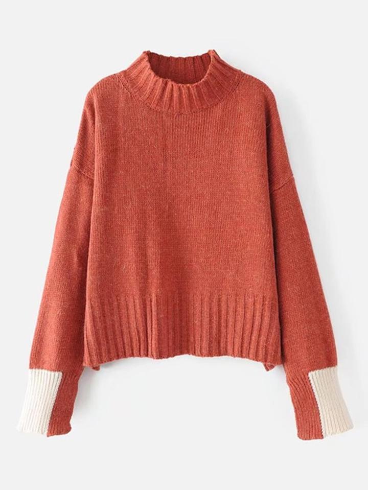 Romwe Two Tone Cuff Drop Shoulder Sweater