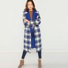 Romwe Notch Collar Drop Shoulder Plaid Longline Coat