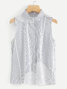 Romwe Stripe Contrast Sleeveless Blouse
