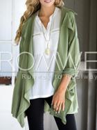 Romwe Army Green Long Sleeve Lapel Coat