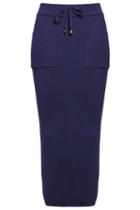 Romwe Drawstring Pockets Knit Purple Skirt