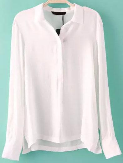 Romwe Dip Hem With Split Blouse