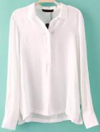 Romwe Dip Hem With Split Blouse