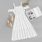 Romwe Open Shoulder Frill Trim Dress