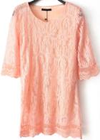 Romwe Round Neck Lace Shift Pink Dress