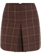 Romwe Plaid Split Woolen Skirt