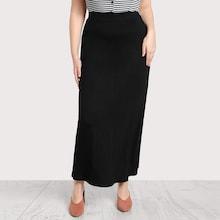 Romwe Plus Solid Knit Column Skirt