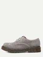 Romwe Khaki Faux Suede Lace Up Rubber Soled Oxfords