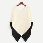 Romwe Contrast Panel Asymmetric Hem Jumper