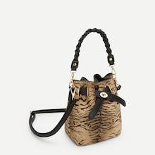Romwe Zebra Pattern Drawstring Satchel Bag
