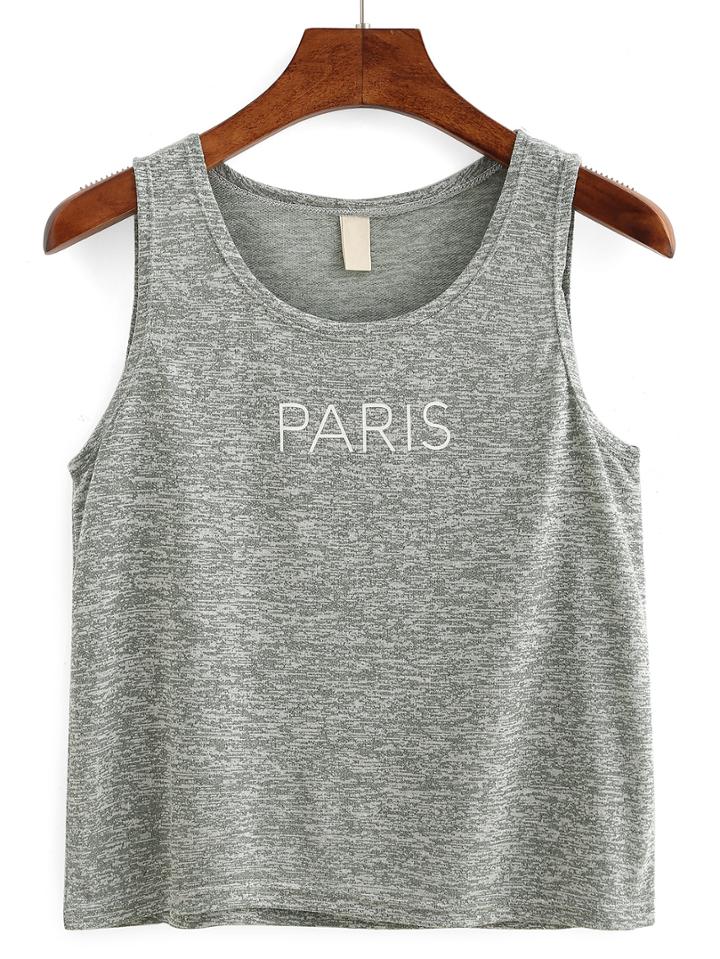 Romwe Letter Pirnt Twisted Yarn Tank Top