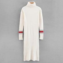 Romwe High Neck Striped Rib Knit Trim Sweater