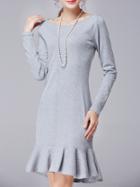 Romwe Round Neck Ruffle Slim Dress