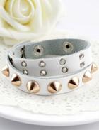 Romwe White Rivet Leather Bracelet