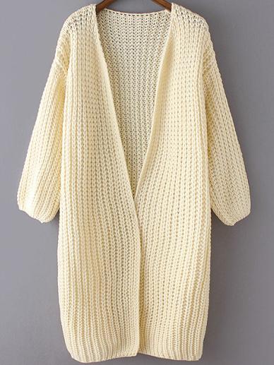 Romwe Chunky Knit Long Yellow Coat