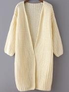 Romwe Chunky Knit Long Yellow Coat