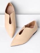 Romwe Pointed Toe Pu Flats