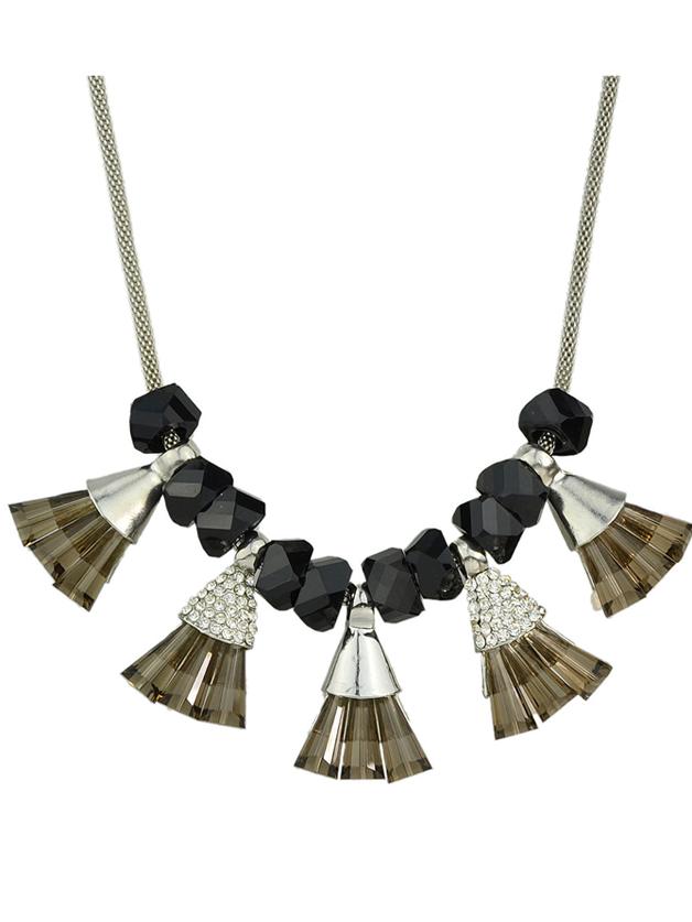 Romwe Brown Latest Rhinestone Statement Necklace