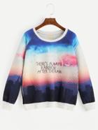Romwe Multicolor Graphic Print Quilted Sweatshirt