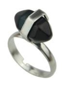 Romwe Black Gemstone Adjustable Rings