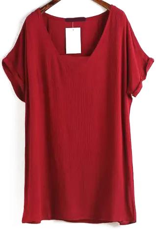 Romwe V Neck Shift Red Dress