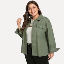 Romwe Plus Pocket Decoration Solid Jacket