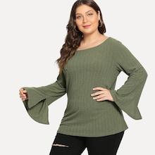 Romwe Plus Split Sleeve Solid Tee
