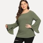 Romwe Plus Split Sleeve Solid Tee