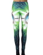 Romwe Green Slim Eyes Print Legging