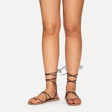 Romwe Criss Cross Tie Leg Sandals