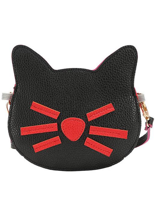 Romwe Black Cat Zipper Pu Clutches