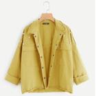 Romwe Pearl Beaded Raw Cut Trim Military Utility Jacket