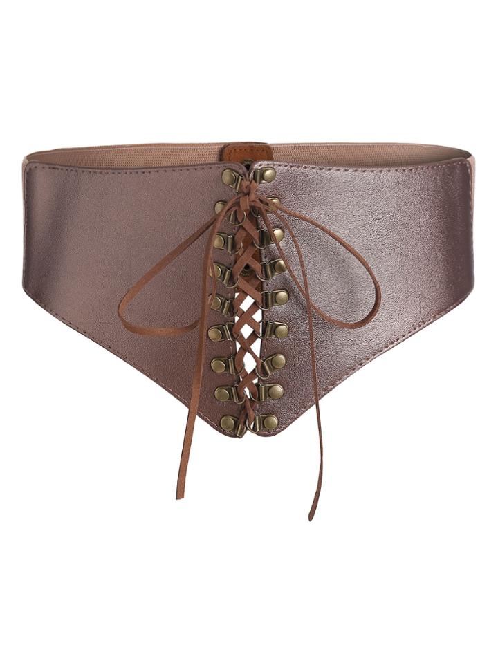 Romwe Lace Up Corset Belt