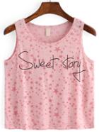 Romwe Stars Letters Print Tank Top