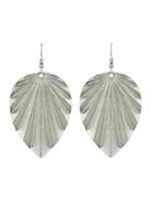 Romwe Silver Long Earrings With Leaf Charm Drop Earrings