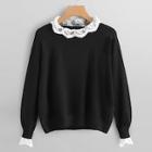 Romwe Contrast Lace Trim Jumper